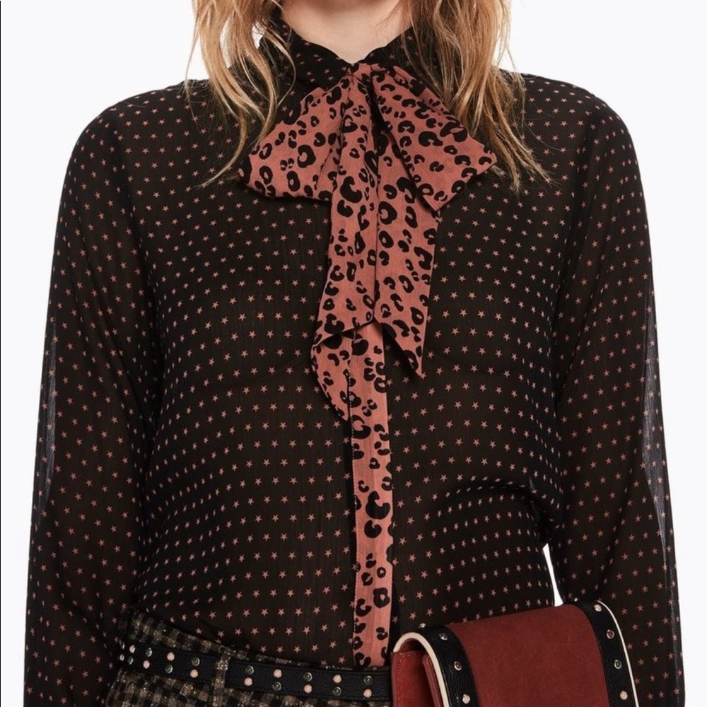 Scotch & Soda | Black and Pink Leopard Chic Button Down Blouse